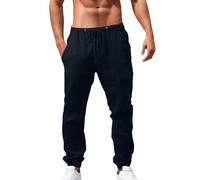WWricotta Homme Pantalon Lin Ete Grande Taille Pantalon Decontracte avec Poches Cordon Ample de Plage Léger Respirant Yoga Pants 2025