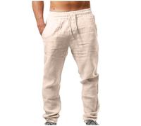 WWricotta Homme Pantalon Lin Ete Grande Taille Pantalon Decontracte avec Poches Cordon Ample de Plage Léger Respirant Yoga Pants 2025