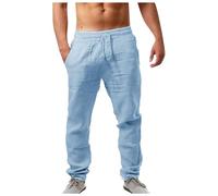 WWricotta Homme Pantalon Lin Ete Grande Taille Pantalon Decontracte avec Poches Cordon Ample de Plage Léger Respirant Yoga Pants 2025