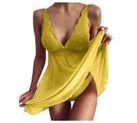 WWricotta Lingerie Sexy Femme Coquine Hot, Sensuelle Tenue Sexy Femme Ronde Porte Jarretelle Sexy Ensemble Combinaison Femme Sexy Corset Sexy Femme éRotique Sous Vetements Feminins Sexy Jaune S