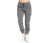 WWricotta Mesdames Multi-Poches Cargo Pantalon décontracté Taille élastique Corset Corde Pantalon Leggings Rose Pale Short Coton Lot Pantalon Cargo Homme sans