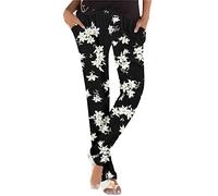 WWricotta Pantalon Femme Taille Haute - Pantalon Stretch Amincissant Imprimé Floral Pantalon en DéContracté Uni Pantalon De Loisirs Pantalon De Sudation Pantalon Poche Femme