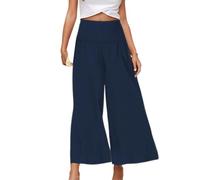 WWricotta Pantalons Grande Taille pour Femmes, Taille Haute, Capri, en Lin, Jambes Larges, décontractés, Vacances, Printemps, Automne, Confortables, Extensibles, de à Grande Taille/A