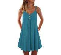 WWricotta Robe De SoiréE Femme - Robe Tunique EléGante Robe Crochet Dos Nu Robe Spaghetti Imprimé Fleuri Fashion Dos Nu CôTé Fendues Midi Robe De Plage Fluide Robe D'éTé à Chemisier