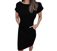 WWricotta Robe d'été avec Ceinture pour Tenues décontractées et de Rendez-Vous, Design à Manches Courtes, Facile d'entretien et Polyvalente/A