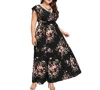 WWricotta Robe Femme Chic - Robe Longue Femme Soiree Robe De pour Femme Ronde Robe Basique Femme Tunique Femme VêTement Plage Women Dress Printemps Et éTé