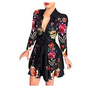 WWricotta Robe Imprime Floral Femme - Robe Longue Femme Soiree Robes Chemise Ample Dos Nu Robe Spaghetti Imprimé Fleuri Robe D Interieur Robe De Plage Maxi Mini Robe De Cocktail Plage Club