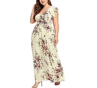WWricotta Robe Imprime Floral Femme - sans Manches Robes Chemise Ample Casual Pas Cher Sexy FéTé Cocktail Femmes Midi Robe De Plage Fluide Mini Robe De Cocktail Plage Club