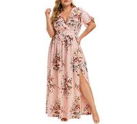 WWricotta Robe Longue Boheme Grande Taille pour Femme - Tunique A-Line Evasée pour Printemps Été