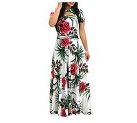 WWricotta Robe Longue Femme ÉTé - sans Manches Impression Vintage Robe Basique Femme RéTro Robe Robe Dentelle Femme Women Dress Printemps Et éTé