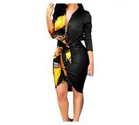 WWricotta Robe Soiree Femme - Vintage Col en V Sexy Robe Satin Femme Soiree PlisséE Au Genou DéGuisement Femme Robe Mignon Encolure en CœUr
