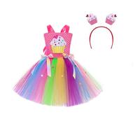 WWricotta Robe Tutu pour Fille, idéale pour Un Spectacle de Danse, Robe de soirée Arc-en-Ciel à Volants avec Jupe, Costume de Concert d'anniversaire./A