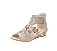 WWricotta Sandales Bride Cheville Femme - Hallux Valgus Chaussure Grition Elastique Chaussure Femme Confortable Sandales Plates Toe Comfy Chaussures avec Strass Chaussures Printemps Femme