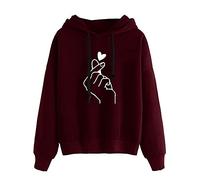 WWricotta Sweat à Capuche Motif Coeur Sweatshirt pour Femme avec Poche Hoodie Sweat Tops Pull Nouvelle Veste De Rue Pull DéContracté