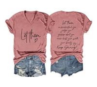 WWricotta T-Shirt Manches Courtes col en V pour Femme, Haut décontracté avec inspirante, Laissez-Les Vous Mal Comprendre