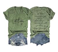 WWricotta T-Shirt Manches Courtes col en V pour Femme, Haut décontracté avec inspirante, Laissez-Les Vous Mal Comprendre