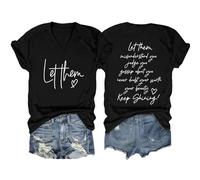 WWricotta T-Shirt Manches Courtes col en V pour Femme, Haut décontracté avec inspirante, Laissez-Les Vous Mal Comprendre