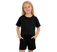 WWricotta Tenue Casual Fille, Haut Ample épaules Nues, Manches Courtes, Short Assorti, uni, de 4 à 11 Ans/A