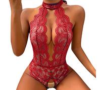 WWricotta Tenue Sexy Femme Coquine Hot - Nuisette Sexy Femme Sensuelle Body Ouvert Entrejambe Pyjama JarretièRe Lingerie Pas Cher Dessous Sexy Deguisement Femme Sexy