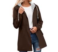 WWricotta Women's Waterproof Jacket Long Waterproof Coat Trench Hooded Fashionable Windbreaker Solid Colour Striped with Drawstring Sports Jacket with Zipper Outdoor Clothing Women's Plus Size