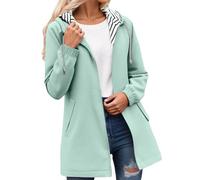 WWricotta Women's Waterproof Jacket Long Waterproof Coat Trench Hooded Fashionable Windbreaker Solid Colour Striped with Drawstring Sports Jacket with Zipper Outdoor Clothing Women's Plus Size