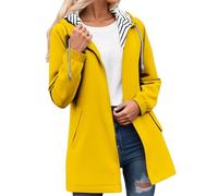 WWricotta Women's Waterproof Jacket Long Waterproof Coat Trench Hooded Fashionable Windbreaker Solid Colour Striped with Drawstring Sports Jacket with Zipper Outdoor Clothing Women's Plus Size