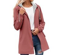 WWricotta Women's Waterproof Jacket Long Waterproof Coat Trench Hooded Fashionable Windbreaker Solid Colour Striped with Drawstring Sports Jacket with Zipper Outdoor Clothing Women's Plus Size
