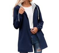 WWricotta Women's Waterproof Jacket Long Waterproof Coat Trench Hooded Fashionable Windbreaker Solid Colour Striped with Drawstring Sports Jacket with Zipper Outdoor Clothing Women's Plus Size
