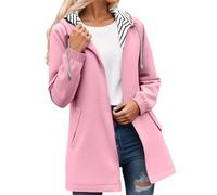 WWricotta Women's Waterproof Jacket Long Waterproof Coat Trench Hooded Fashionable Windbreaker Solid Colour Striped with Drawstring Sports Jacket with Zipper Outdoor Clothing Women's Plus Size