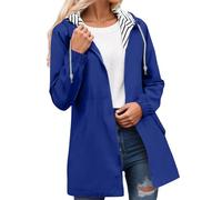 WWricotta Women's Waterproof Jacket Long Waterproof Coat Trench Hooded Fashionable Windbreaker Solid Colour Striped with Drawstring Sports Jacket with Zipper Outdoor Clothing Women's Plus Size