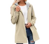 WWricotta Women's Waterproof Jacket Long Waterproof Coat Trench Hooded Fashionable Windbreaker Solid Colour Striped with Drawstring Sports Jacket with Zipper Outdoor Clothing Women's Plus Size