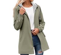 WWricotta Women's Waterproof Jacket Long Waterproof Coat Women's Fashionable Hooded Trench Coat Windbreaker Solid Color with Zipper Outdoor Sports Jacket Clothing Woman Large Size Cheap