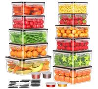 Wwtop Boîte Conservation Alimentaire, 38 Pièces Boîtes de Conservation Hermétiques (15 Boite Conservation + 15 Couvercles), Boîte Alimentaire Set Plastique Boite Rangement Cuisine,Sans BPA