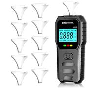 WwuHua Éthylotest de police avec mesure d'alcool avec 10 embouts buccaux - Éthylotest professionnel avec écran LCD numérique pour une utilisation à la maison et lors de fêtes