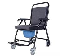WWWASASA Fauteuil roulant 4 en 1 pour patient, chaise percée mobile à roulettes, chaise de toilette pliante pour personnes âgées, avec repose-pieds et accoudoirs, coussin d'air amovible pour personnes