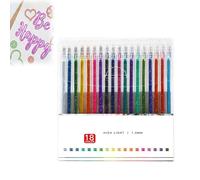 WWWSENSEN Glitter Gel Pen Set,Dual Tone Iridescent Glitter Gel Ink Pens,Metallic Vibrant Sparkle Gel Pens For Coloring, For Adults Coloring Note Taking And Journaling (18Colors)