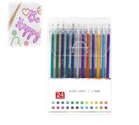 WWWSENSEN Glitter Gel Pen Set,Dual Tone Iridescent Glitter Gel Ink Pens,Metallic Vibrant Sparkle Gel Pens For Coloring, For Adults Coloring Note Taking And Journaling (24Colors)