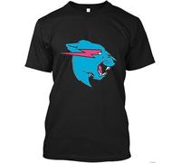 WWX9NLEE Mr- Beast Logo Merch Black Manches Courtes(Large)