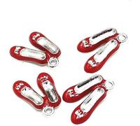 Wwyan Lot de 5 pendentifs créatifs en forme de chaussures rouges en alliage argenté émaillé pour chaussures rouges Fournitures de fabrication de bijoux