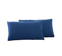 WWYL Bedding Lot de 2 taies d'oreiller unies en microfibre pour cheveux et peau, hypoallergéniques, douces, confortables et respirantes avec fermeture à enveloppe, (bleu - 50 x 90 cm)