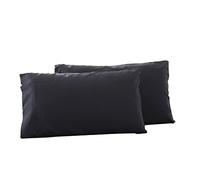 WWYL Bedding Lot de 2 taies d'oreiller unies en microfibre pour cheveux et peau, hypoallergéniques, douces, confortables et respirantes avec fermeture à enveloppe, (noir, 48 x 74 cm)