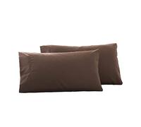 WWYL Bedding Lot de 2 taies d'oreiller unies en microfibre pour cheveux et peau, hypoallergéniques, douces, confortables et respirantes avec fermeture à enveloppe, café, 50 x 90 cm