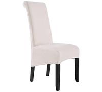 WWYL Housse de Chaise Extensibles XL Housses de Chaise en Tissu en Peau de Daim pour chaises de Salle à Manger, Housses de Protection avec élastique (Beige,4 Pièces)