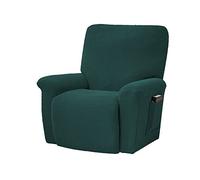 WWYL Lot de 4 housses de fauteuil inclinable en spandex jacquard avec poches pour fauteuil de relaxation 1 place (vert foncé)