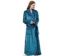 WWYL Peignoir, 100% Coton Pyjama Peignoir, Haute Capacité D'absorption, De Haute Qualité Matin Robe Serviette Absorbante, 2 Poches, Peignoir pour Hommes Et Femmes. (Bleu Femelle,XL)