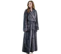 WWYL Peignoir, 100% Coton Pyjama Peignoir, Haute Capacité D'absorption, De Haute Qualité Matin Robe Serviette Absorbante, 2 Poches, Peignoir pour Hommes Et Femmes. (Gris Femelle,XL)