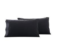 WWYL Taie Oreiller,Lot de 2 Taie d'oreiller Rectangulaire en Microfibre Fermeture à Enveloppe Soin de Votre Peau et Antichute de Cheveux (Noir,45 x 70 cm)