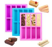 WWYSSZ 3 Pièces Moule Barre de Céréales, Moules pour Barres de Céréales, Moule Silicone Rectangulaire 8 Cavités, Plat de Cuisson Energy Bars, pour Pain, Chocolat,Barre Granola,Biscuits,Gâteau