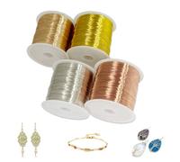 WWYSSZ 4 Rouleaux Fil de Fer Souple Loisir Creatif 0,3 mm X 100 M, Fil Metallique pour Bijoux, Or/Argent/Or rose/Cuivre, Alambre Manualidades, pour Bracelet Colliers Fabrication de Bijoux, Art Floral