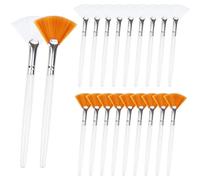 WWZ889 Lot de 20 pinceaux en éventail pour application de masque et d'acide - Pour la boue, la crème et le maquillage - Blanc et jaune